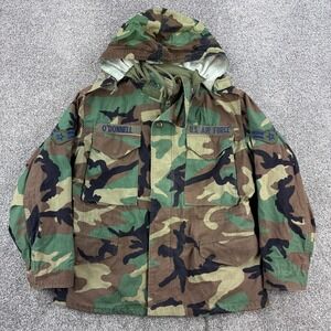 Vintage Military Jacket Mens S Short Coat Cold Weather Field Woodland Camo M65